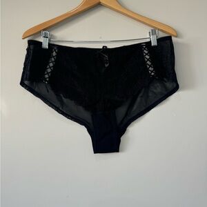 Adore Me NWT Lace up Detail Black Lace Sheer Panties size 1X